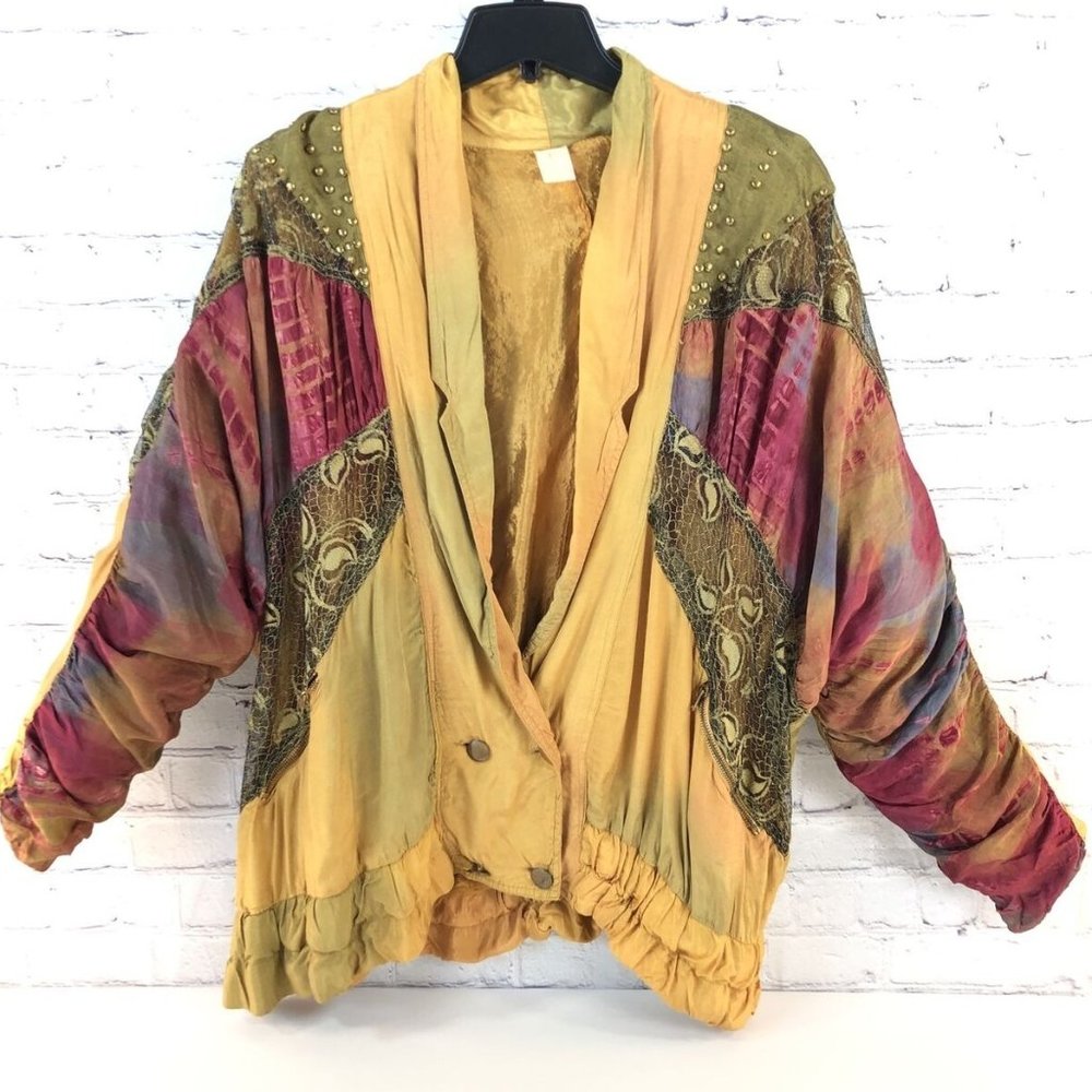 VTG 80's Womens Multimedia Dolman Sleeve Blazer